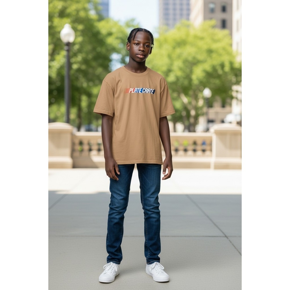 Plate Crate Short Sleeve Tee  Youth‎ Size L Tan